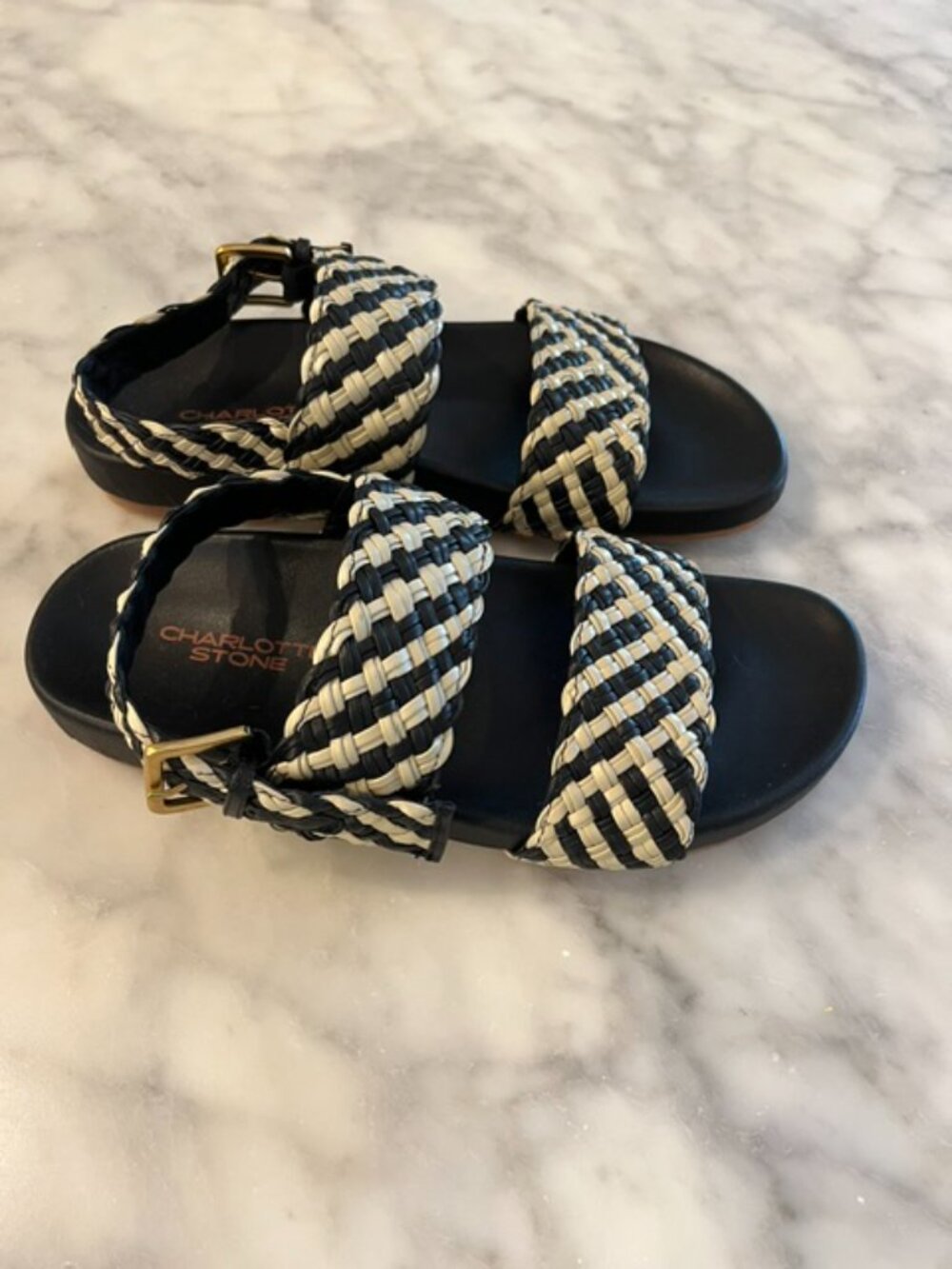 NEW Charlotte Stone Chad Woven Leather Sandals Size 8